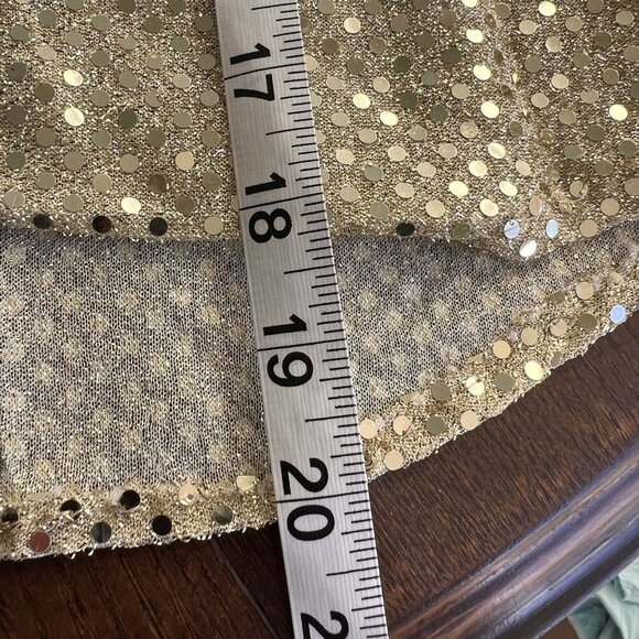 Gold‎ Sequin Long-Sleeve Top With Zipper Closure - Picture 4 of 5